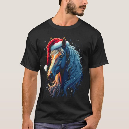Paarden Kerst Kunst T-shirt (Voorkant)