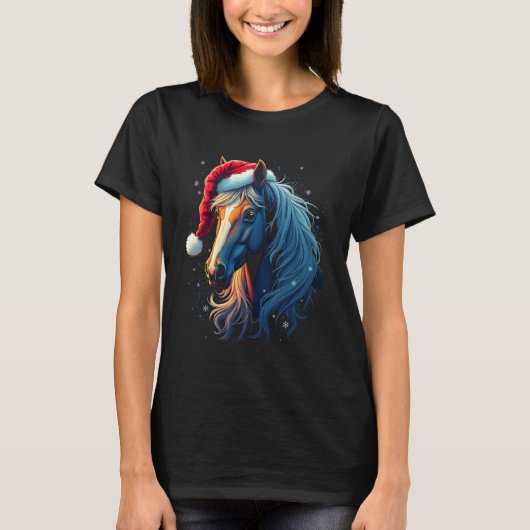 Paarden Kerst Kunst T-shirt (Voorkant)