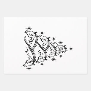 Paarden Kerstboom Equestrian Kerstmis Xmas Inpakpapier Vel