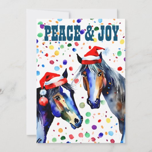 Paarden Kerstmis vrede en vreugde groet Feestdagenkaart (Voorkant)