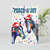 Paarden Kerstmis vrede en vreugde groet Feestdagenkaart (Staand voorkant)