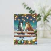 Paarden, kerstverlichting gepersonaliseerd briefkaart (Staand voorkant)