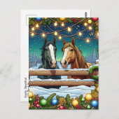 Paarden, kerstverlichting gepersonaliseerd briefkaart (Voorkant / Achterkant)