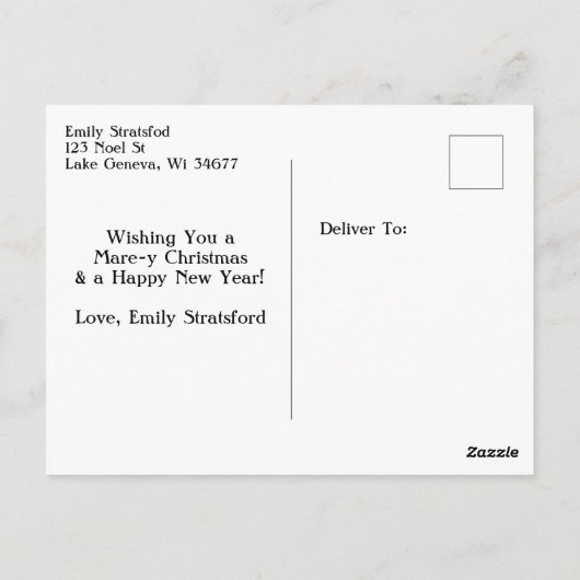 Paarden, kerstverlichting gepersonaliseerd briefkaart (Achterkant)