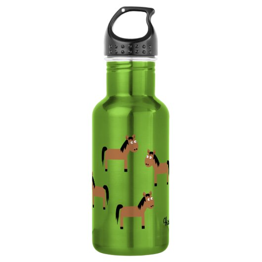 Paarden Kinder waterfles met naam (Voorkant)
