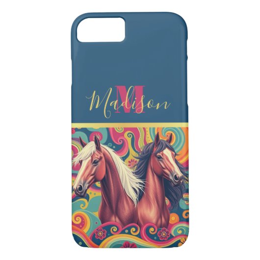 Paarden kleurrijke sierlijke iPhone / iPad-auto's Case-Mate iPhone Case (Achterkant)