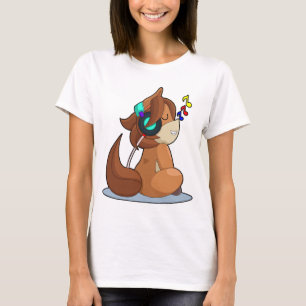 Paarden Koptelefoon Muziek T-shirt