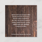 Paarden krest hout en knolselderij vierkante visitekaartje (Achterkant)