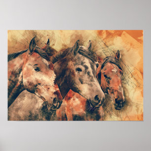 Paarden Kunstmatige Waterverf schilderen decoratie