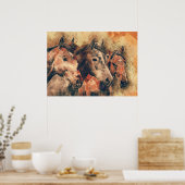 Paarden Kunstmatige Waterverf schilderen decoratie (Keuken)