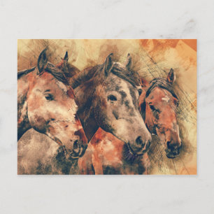 Paarden Kunstmatige Waterverf schilderen decoratie Briefkaart