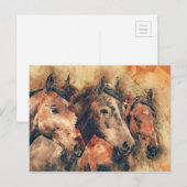 Paarden Kunstmatige Waterverf schilderen decoratie Briefkaart (Voorkant / Achterkant)
