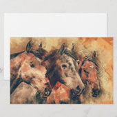 Paarden Kunstmatige Waterverf schilderen decoratie Briefpapier (Voorkant / Achterkant)