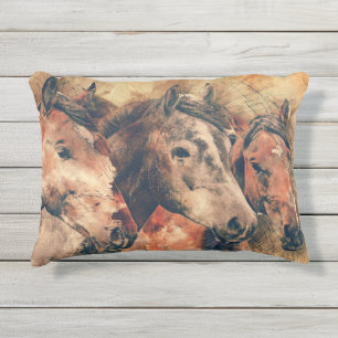 Paarden Kunstmatige Waterverf schilderen decoratie Buitenkussen
