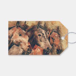 Paarden Kunstmatige Waterverf schilderen decoratie Cadeaulabel