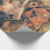Paarden Kunstmatige Waterverf schilderen decoratie Cadeaupapier (Hoek)