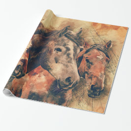 Paarden Kunstmatige Waterverf schilderen decoratie Cadeaupapier