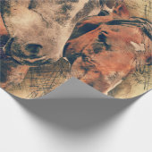 Paarden Kunstmatige Waterverf schilderen decoratie Cadeaupapier (Hoek)