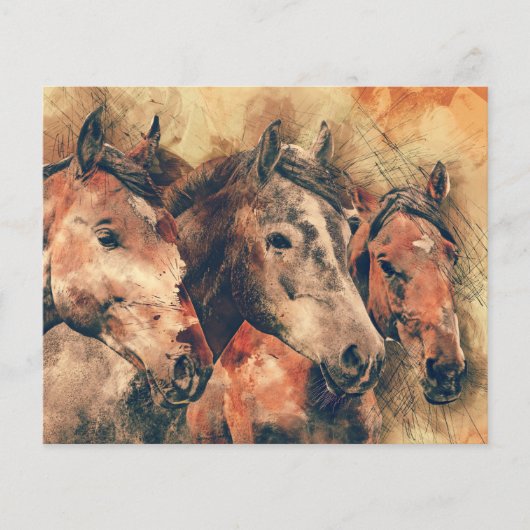 Paarden Kunstmatige Waterverf schilderen decoratie Flyer (Voorkant)