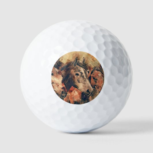 Paarden Kunstmatige Waterverf schilderen decoratie Golfballen (Voorkant)