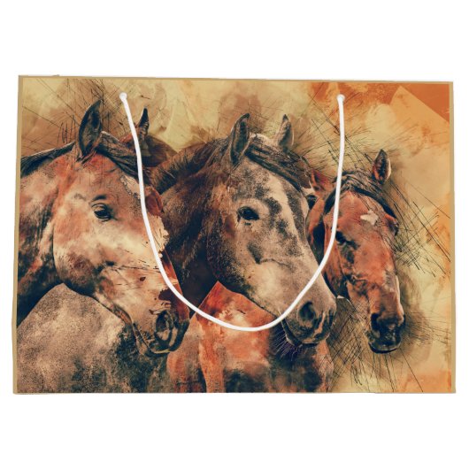 Paarden Kunstmatige Waterverf schilderen decoratie Groot Cadeauzakje (Achterkant)