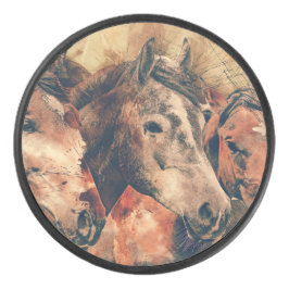 Paarden Kunstmatige Waterverf schilderen decoratie Hockey Puck
