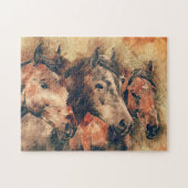 Paarden Kunstmatige Waterverf schilderen decoratie Legpuzzel (Horizontaal)