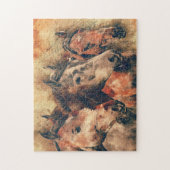 Paarden Kunstmatige Waterverf schilderen decoratie Legpuzzel (Verticaal)