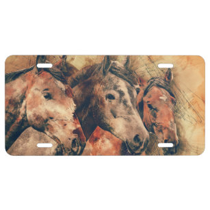Paarden Kunstmatige Waterverf schilderen decoratie Nummerplaat