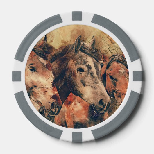 Paarden Kunstmatige Waterverf schilderen decoratie Poker Chips (Voorkant)