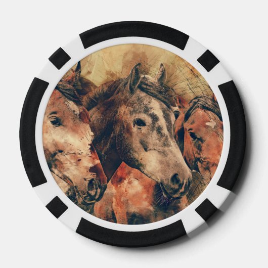 Paarden Kunstmatige Waterverf schilderen decoratie Pokerchips (Achterkant)