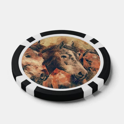 Paarden Kunstmatige Waterverf schilderen decoratie Pokerchips (Enkel)