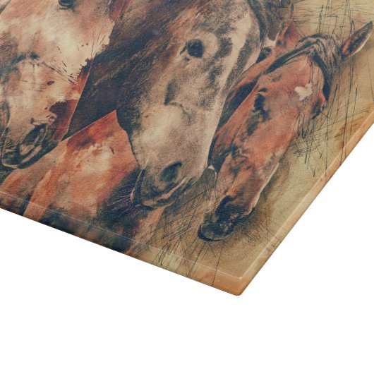 Paarden Kunstmatige Waterverf schilderen decoratie Snijplank (Hoek)