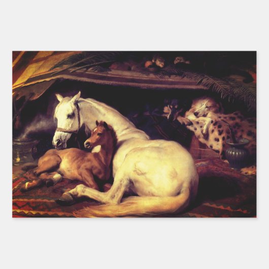 PAARDEN KUNSTSCHILDERIJEN, HOEFIJZERS PERKAMENT INPAKPAPIER VEL (Voorkant 3)