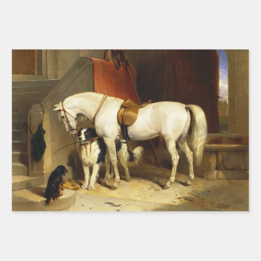 PAARDEN KUNSTSCHILDERIJEN, HOEFIJZERS PERKAMENT INPAKPAPIER VEL (Voorkant 2)