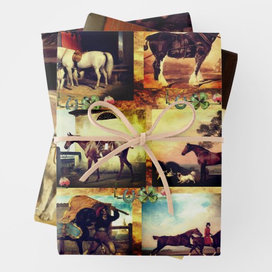 PAARDEN KUNSTSCHILDERIJEN, HOEFIJZERS PERKAMENT INPAKPAPIER VEL (In situ)