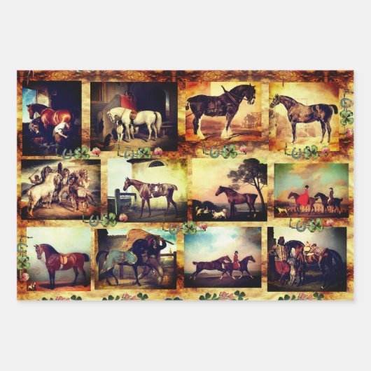 PAARDEN KUNSTSCHILDERIJEN, HOEFIJZERS PERKAMENT INPAKPAPIER VEL (Voorkant)