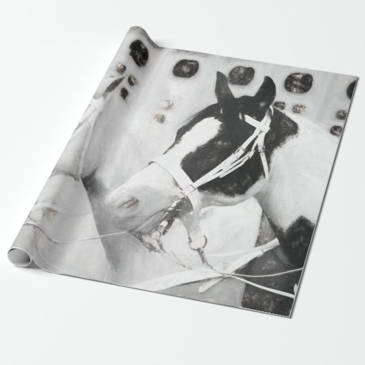 Paarden Land Roestzwart en Wit Western Cadeaupapier (Uitgerold)