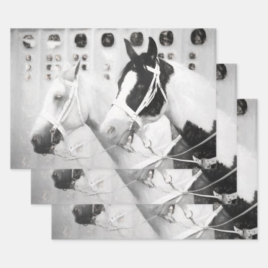 Paarden Land Roestzwart en Wit Western Inpakpapier Vel (Set)