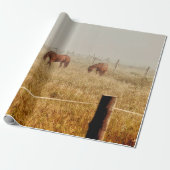 Paarden Land Rustic Brown ontkoppeling Cadeaupapier (Uitgerold)