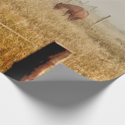 Paarden Land Rustic Brown ontkoppeling Cadeaupapier (Hoek)