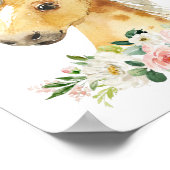 Paarden, landbouwhuisdieren, roze bloemen, meisjes poster (Hoek)