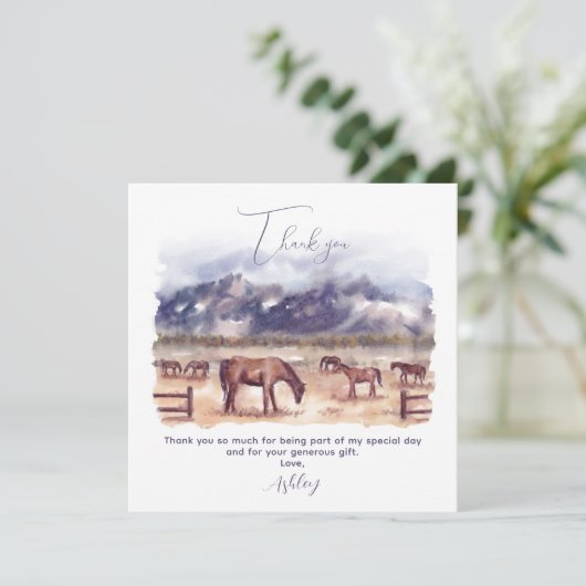 Paarden Landschap Mijlpaal Flat Dank u kaart (Staand voorkant)