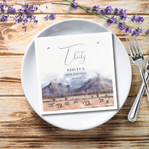 Paarden Landschap Mijlpaal Verjaardag Papier Serve Servet