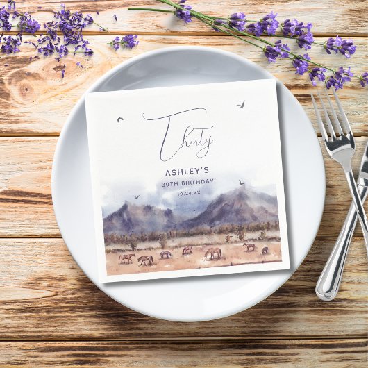 Paarden Landschap Mijlpaal Verjaardag Papier Serve Servet