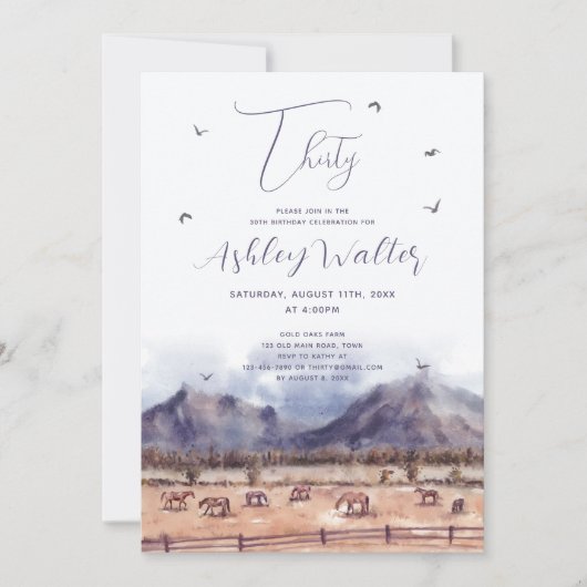 Paarden Landschap Mijlpaal Verjaardagsfeest Kaart (Voorkant)