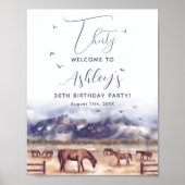 Paarden Landschap Mijlpaal Verjaardagsfeest Welkom Poster (Voorkant)