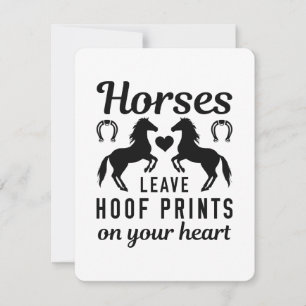 Paarden laten Hoof-Prints achter op je hart Feestdagenkaart