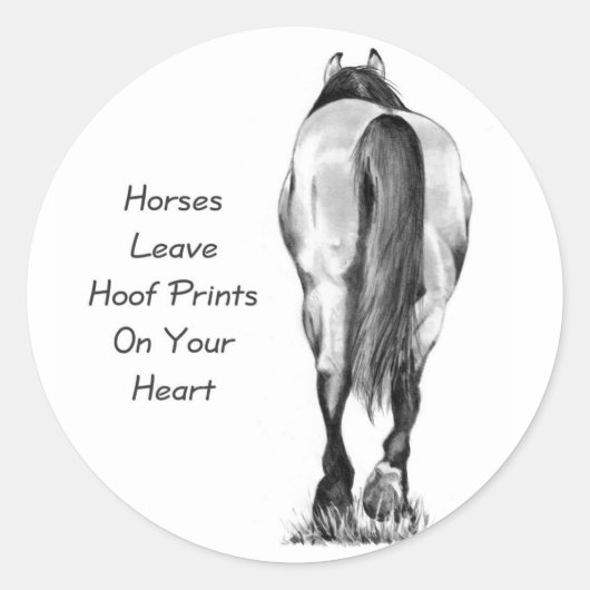 Paarden laten hoofdafdrukken op je hart achter: po ronde sticker (Voorkant)
