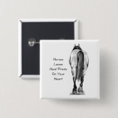 Paarden laten hoofdafdrukken op je hart achter: Po Vierkante Button 5,1 Cm (Voorkant /achterkant)
